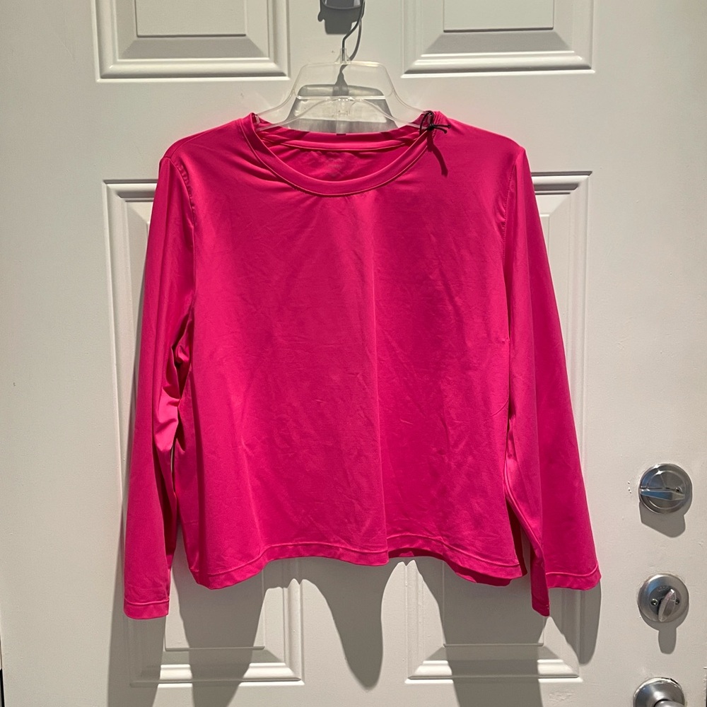 Errday Women's Pink Cropped Long Sleeve Perfirmance Active Top Size 1XL